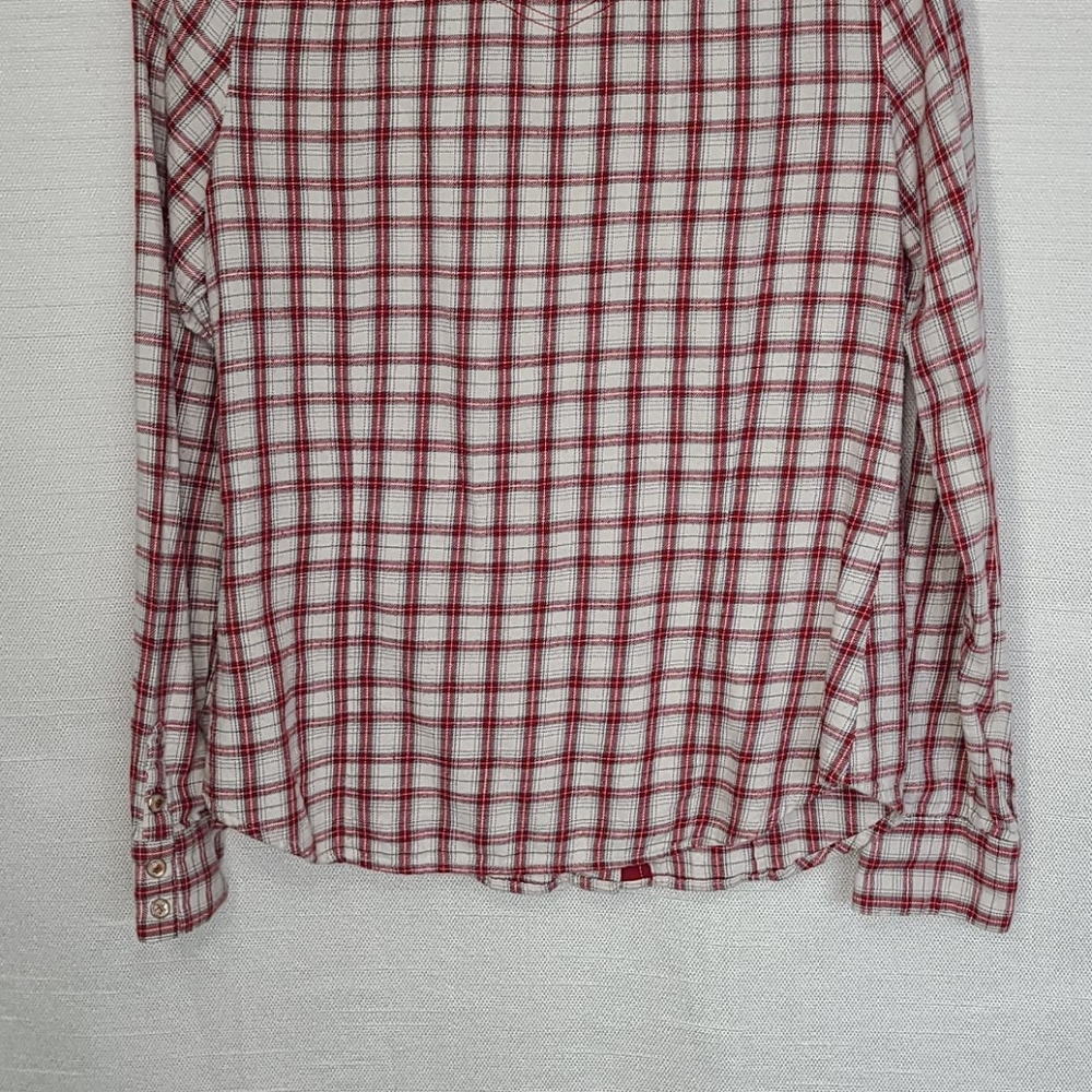 Levi's Top Long Sleeve Snap Button-Down Plaid Red Size Medium - Picture 9 of 12